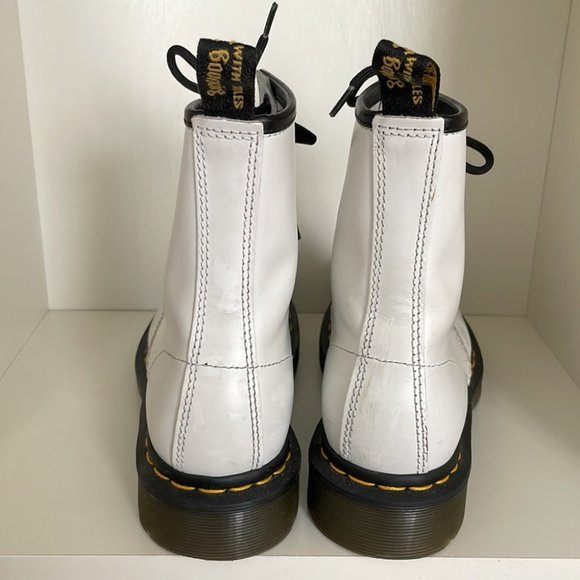 Dr. Martens 1460 Leather Lace Up Combat Boots in White - Picture 4 of 10